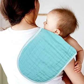 Dxhycc 5 Pieces Muslin Burp Cloths, 6 Layers Thicken Extra Soft and Absorbent, Organic Cotton, Perfect for Newborn Baby, 19 x 10 Inch