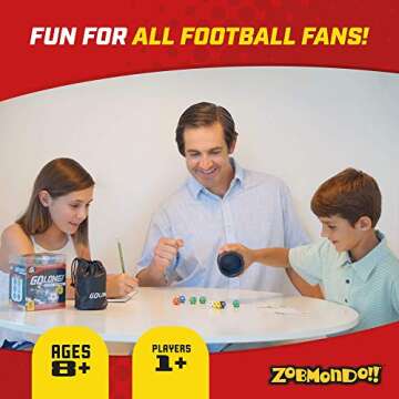 Zobmondo!! GoLong Football Dice Game | for Sports Fans, Families and Kids | Includes Travel Bag for Dads and Boys