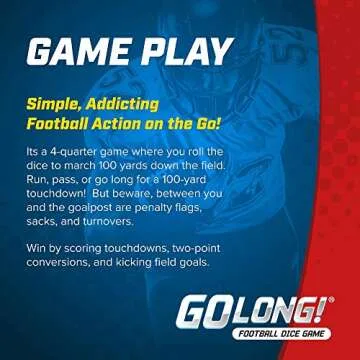 Zobmondo!! GoLong Football Dice Game | for Sports Fans, Families and Kids | Includes Travel Bag for Dads and Boys