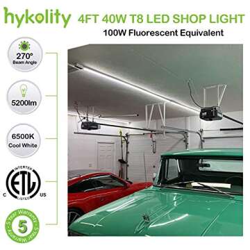 hykolity 4FT LED Shop Light, V Shape Integrated T8 LED Tube Light, 5200LM, 40W, 6500K Super Bright W...