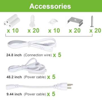 hykolity 4FT LED Shop Light, V Shape Integrated T8 LED Tube Light, 5200LM, 40W, 6500K Super Bright White,high Output Linkable Shop Lights W/Built-in ON/Off Switch for Warehouse, ETL, 10 Pack