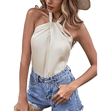 Elegant Summer Halter Satin Tank Top for Women