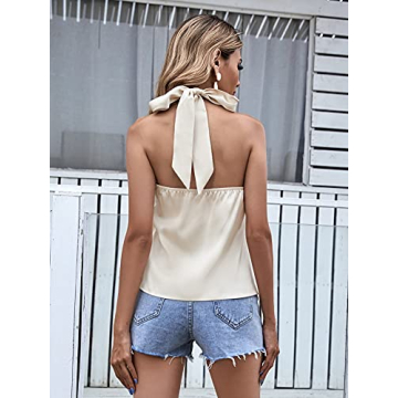Elegant Summer Halter Satin Tank Top for Women