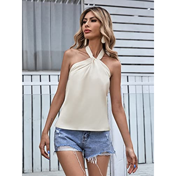 Elegant Summer Halter Satin Tank Top for Women