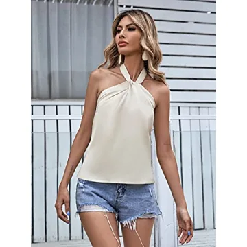 Elegant Summer Halter Satin Tank Top for Women