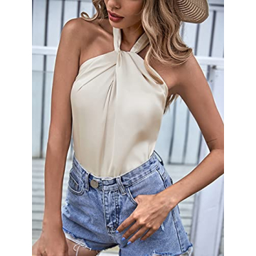 Elegant Summer Halter Satin Tank Top for Women