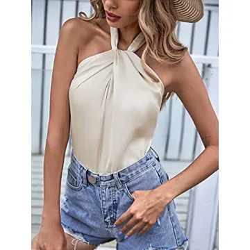 Elegant Summer Halter Satin Tank Top for Women