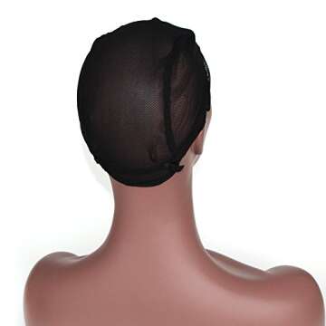 ZigZag Hair Wholesale Stretch Wig Caps For Making Wigs Adjustable Weft Wig Cap 2Pieces Lot Black Color Mesh Weaving Wig Cap (Weaving Cap)