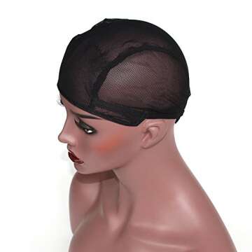 ZigZag Hair Wholesale Stretch Wig Caps For Making Wigs Adjustable Weft Wig Cap 2Pieces Lot Black Color Mesh Weaving Wig Cap (Weaving Cap)
