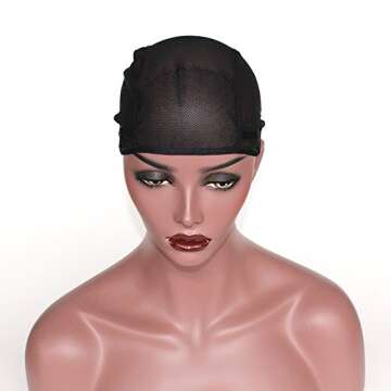 ZigZag Hair Wholesale Stretch Wig Caps For Making Wigs Adjustable Weft Wig Cap 2Pieces Lot Black Color Mesh Weaving Wig Cap (Weaving Cap)