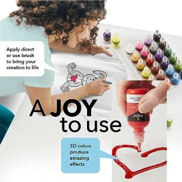 Vibrant 3D Fabric Paint Set - 24 Colors for All Creators