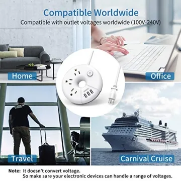 Compact Travel Power Strip with USB Ports for All Devices