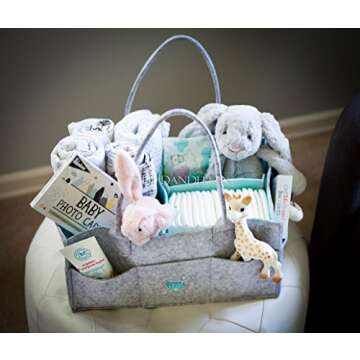 Lil Dandelion Baby Diaper Caddy Organizer Pink for Changing Table Car - Baby Shower Basket for Girls, Nursery Storage Bin, Neutral Nursery Essential Baby Gift Registry, Car Travel Tote