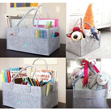 Lil Dandelion Baby Diaper Caddy Organizer Pink for Changing Table Car - Baby Shower Basket for Girls, Nursery Storage Bin, Neutral Nursery Essential Baby Gift Registry, Car Travel Tote