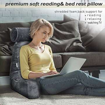 mittaGonG Reading Pillow for Sitting in Bed Adult with Detachable Neck Support Cushion & Backrest Pi...