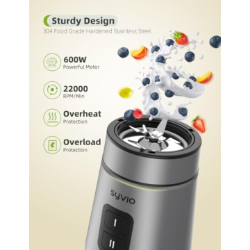 Syvio Blender for Shakes and Smoothies, Powerful Smoothie Blender, Personal Blender with 2 Speed Control, Smoothie Maker with 2 BPA-Free 20 Oz Portable Blender Cups, Nutritious Recipe