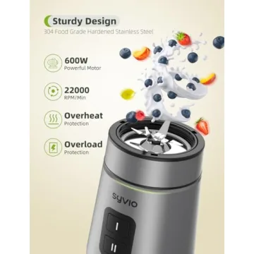 Syvio Blender for Shakes and Smoothies, Powerful Smoothie Blender, Personal Blender with 2 Speed Control, Smoothie Maker with 2 BPA-Free 20 Oz Portable Blender Cups, Nutritious Recipe