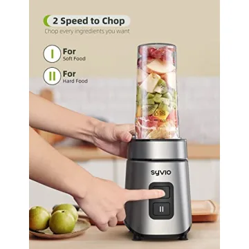 Syvio Blender for Shakes and Smoothies, Powerful Smoothie Blender, Personal Blender with 2 Speed Control, Smoothie Maker with 2 BPA-Free 20 Oz Portable Blender Cups, Nutritious Recipe