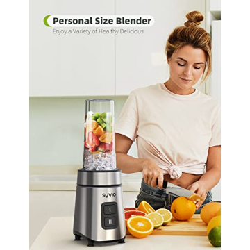 Syvio Blender for Shakes and Smoothies, Powerful Smoothie Blender, Personal Blender with 2 Speed Control, Smoothie Maker with 2 BPA-Free 20 Oz Portable Blender Cups, Nutritious Recipe