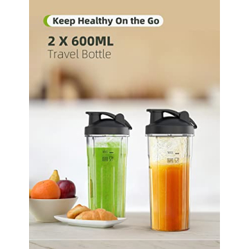 Syvio Blender for Shakes and Smoothies, Powerful Smoothie Blender, Personal Blender with 2 Speed Control, Smoothie Maker with 2 BPA-Free 20 Oz Portable Blender Cups, Nutritious Recipe