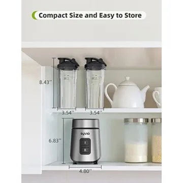 Syvio Blender for Shakes and Smoothies, Powerful Smoothie Blender, Personal Blender with 2 Speed Control, Smoothie Maker with 2 BPA-Free 20 Oz Portable Blender Cups, Nutritious Recipe