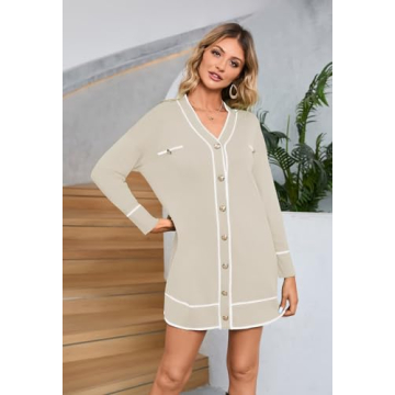 Stylish Pink Queen Button Down Sweater Dress for Women