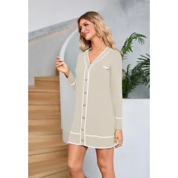 Stylish Pink Queen Button Down Sweater Dress for Women