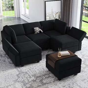 Belffin Modular Velvet Sectional Sofa with Chaise Lounge