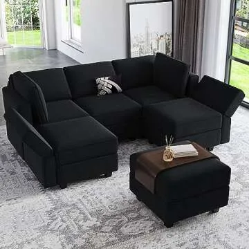 Belffin Modular Velvet Sectional Sofa with Chaise Lounge
