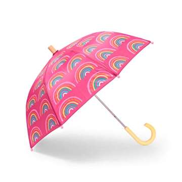 Hatley Girls' Printed Umbrella, Rainy Rainbows, One Size