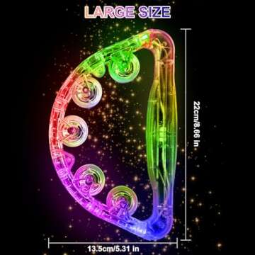 Aywewii LED Tambourine, Light Up Toys Handheld Musical Flashing Tamborine Autism Toys Party Supplies for Birthday Anniversaries Gifts for Kids Adults Teens