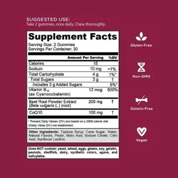 Goli Nutritional Supplement, Beets Cardio Gummy - 60 Count - 100mg CoQ10 & Beet Root Extract - Gluten-Free, Vegan, Non-GMO, and Gelatin-Free. Nature's Great Superfood.
