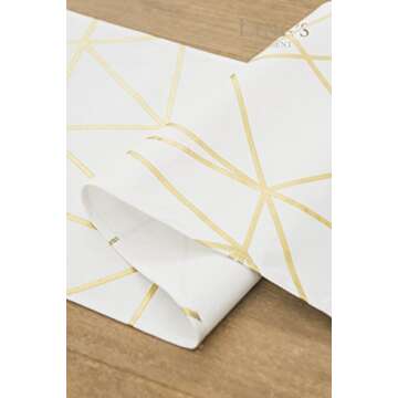 Ling's Moment 12 x 108 White and Gold Table Runner