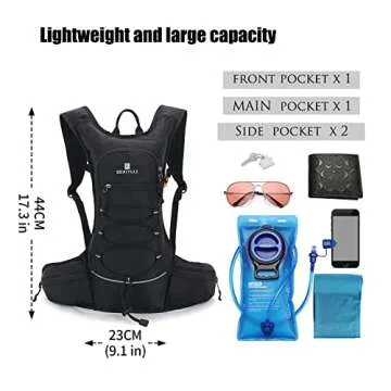 B BBAIYULE Hydration Backpack with 2L Water Bladder, Hydration Packs for Cycling Biking Running Hiking Climbing Skiing , Lightweight Water Backpack with Hydration Bladder for Men and Women