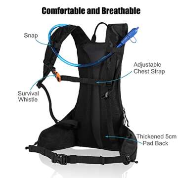 B BBAIYULE Hydration Backpack with 2L Water Bladder, Hydration Packs for Cycling Biking Running Hiking Climbing Skiing , Lightweight Water Backpack with Hydration Bladder for Men and Women