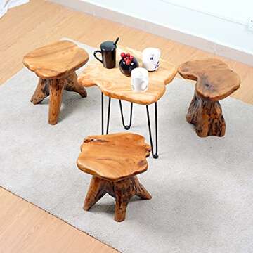 Brefhome Natural Edge Cedar Wood Tree Stump Garden Stool End Table Indoor/Outdoor,Small Wooden Mushroom Side Table