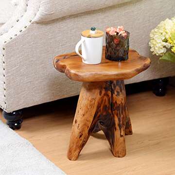 Brefhome Natural Edge Cedar Wood Tree Stump Garden Stool End Table Indoor/Outdoor,Small Wooden Mushroom Side Table