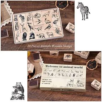 Dizdkizd 20pcs Animal Rubber Stamp Set for Crafts