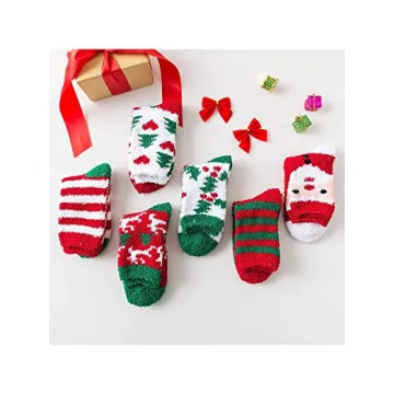 Cozy Christmas Fuzzy Socks for Women - 6 Pairs of Warmth