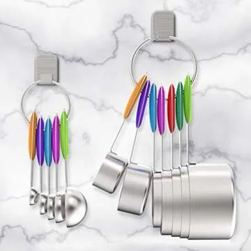 Wildone Measuring Cups and Spoons Set of 12, Premium Stainless Steel Measuring Cups & Measuring Spoons, including 7 Stackable Cups & 5 Spoons, for Dry and Liquid Ingredients