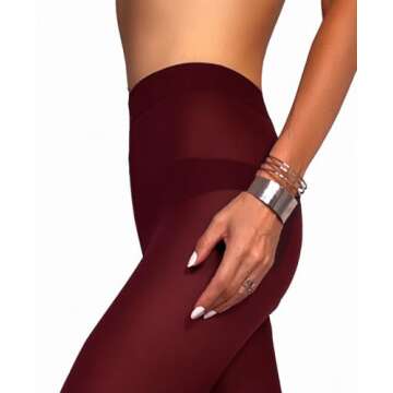 Charm and Attitude Burgundy Opaque Tights for Women | Maroon Pantyhose Stockings | Wine Color Nylons...