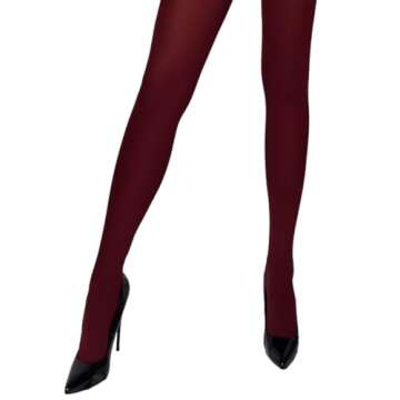 Charm and Attitude Burgundy Opaque Tights for Women | Maroon Pantyhose Stockings | Wine Color Nylons - Burgundy, M