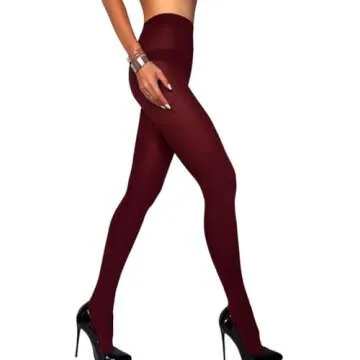 Charm and Attitude Burgundy Opaque Tights for Women | Maroon Pantyhose Stockings | Wine Color Nylons - Burgundy, M