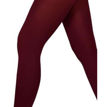 Charm and Attitude Burgundy Opaque Tights for Women | Maroon Pantyhose Stockings | Wine Color Nylons - Burgundy, M