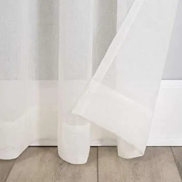 No. 918 Tayla Crushed Texture Semi-Sheer Rod Pocket Curtain Panel, 50" x 95", Cream Off-White