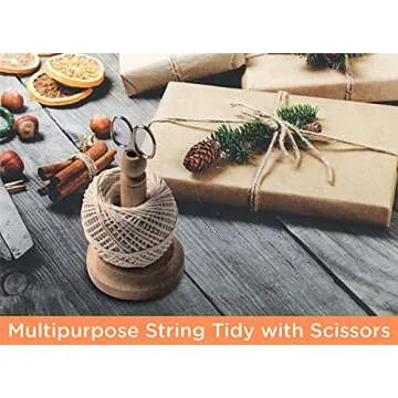 Muldale Traditional Kitchen Twine Holder with Scissors - Butcher String Spool Holder with Cutter for Meat - Cotton Twine for Gardening - Made in UK