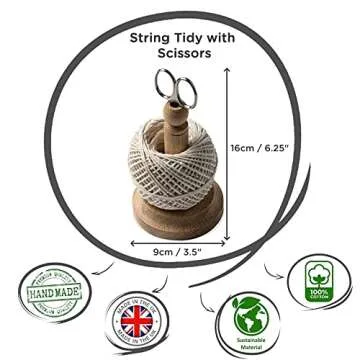 Muldale Traditional Kitchen Twine Holder with Scissors - Butcher String Spool Holder with Cutter for Meat - Cotton Twine for Gardening - Made in UK
