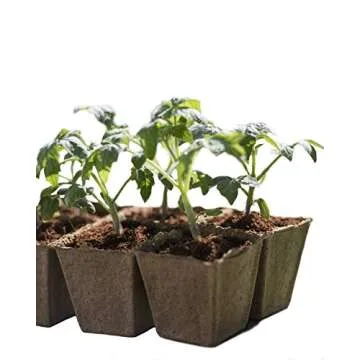 JOLLY GROW Seed Starter Peat Pots Kit Germination Seedling Trays are Biodegradable and Organic 10 Plastic Plant Markers Included | 5 Pack-50 Cells