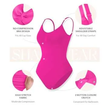 FeelinGirl Shapewear Tummy Control Bodysuit Seamless Body Shaper Butt Lifting Pink M/L