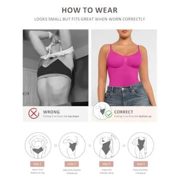 FeelinGirl Shapewear Tummy Control Bodysuit Seamless Body Shaper Butt Lifting Pink M/L